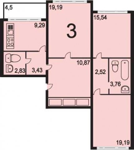 Планировка квартир в домах серии 121М
