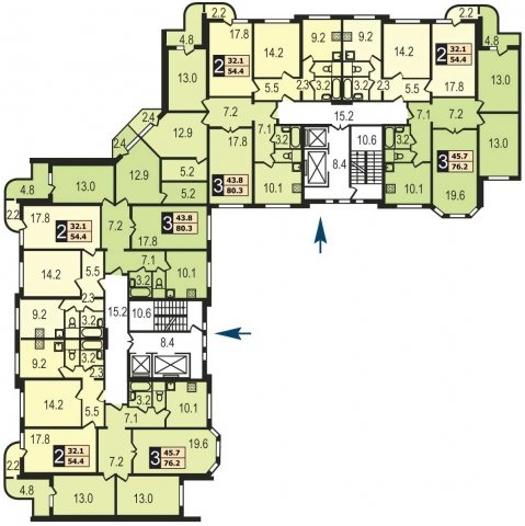 Планировка квартир в домах серии П-3М-7/23.
