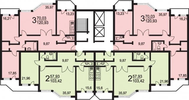 Планировка квартир в домах серии И-1630 «Призма»