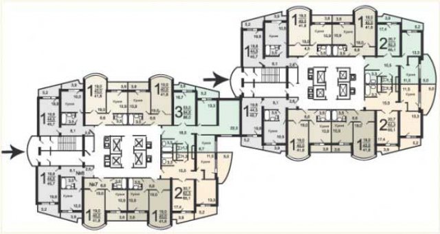 Планировка квартир в домах серии И-155 Башня (И-155 Б)