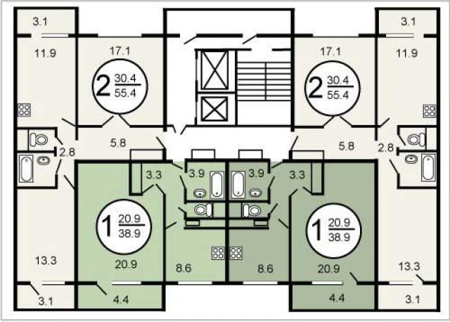 Планировка квартир в домах серии П-46М.