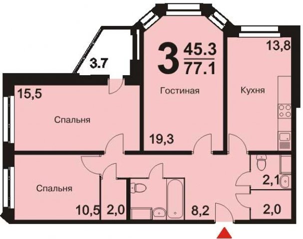 Планировка квартир в домах серии И-2076