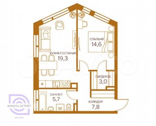 1-комнатная квартира