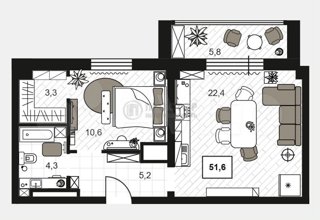 2-комнатная квартира