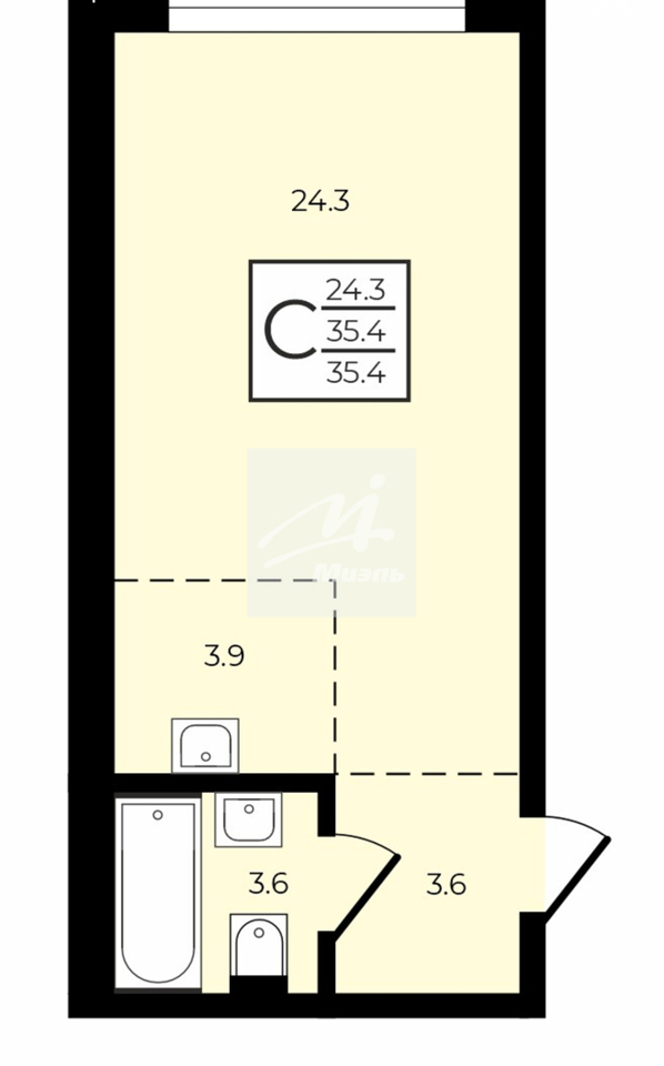 Продается 1-комнатная квартира, площадью 35.40 кв.м. Москва, улица Новоостаповская, дом 20