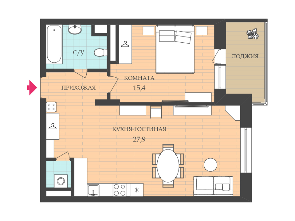 Продается 2-комнатная квартира, площадью 60.50 кв.м. Москва, улица Гарибальди