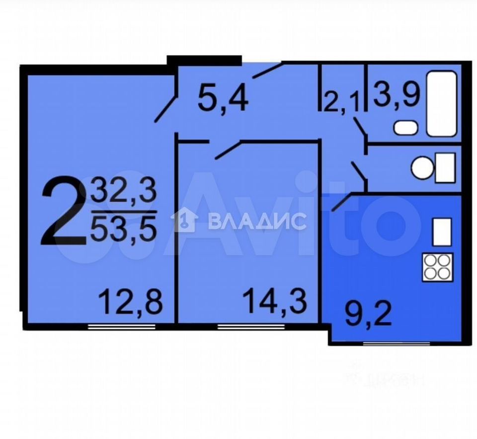 Продается 2-комнатная квартира, площадью 54.00 кв.м. Москва, улица Миклухо-Маклая, дом 38