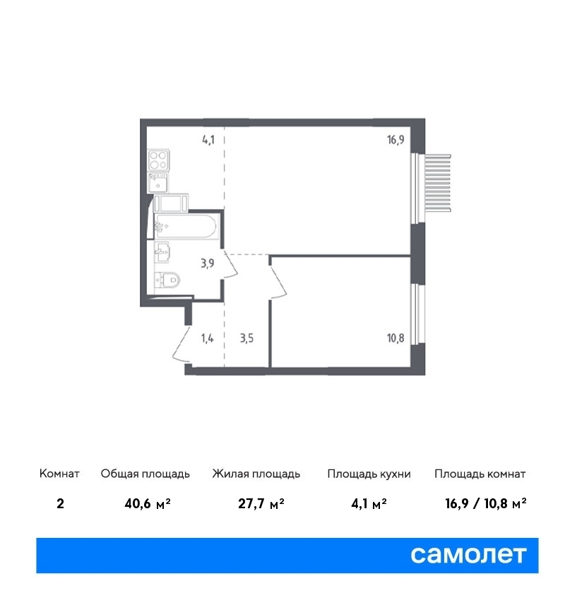 Продается 2-комнатная квартира, площадью 40.60 кв.м. Московская область, Мытищи городской округ, город Мытищи, переулок 1-й Стрелковый, дом к4