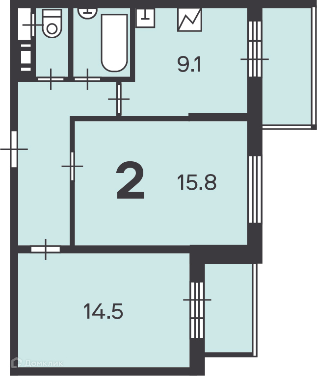 Продается 2-комнатная квартира, площадью 51.30 кв.м. Москва, Долгопрудная аллея