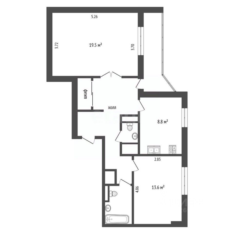 Продается 2-комнатная квартира, площадью 63.00 кв.м. Москва, улица Каменщики Малые, дом 14