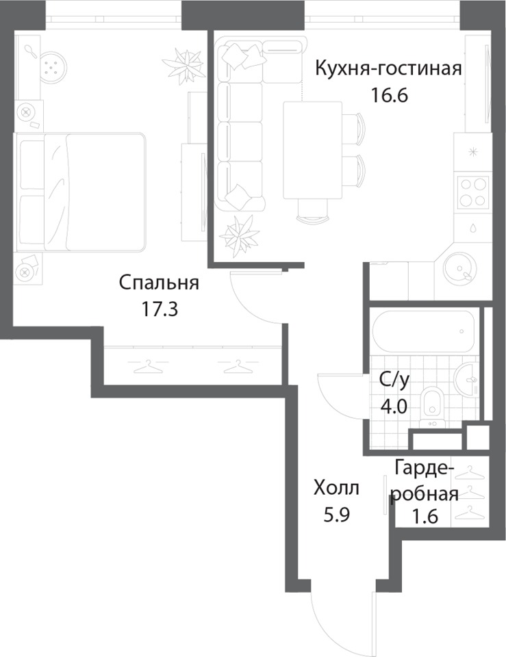 Продается 1-комнатная квартира, площадью 46.10 кв.м. Москва, улица Автозаводская, дом 23стр184