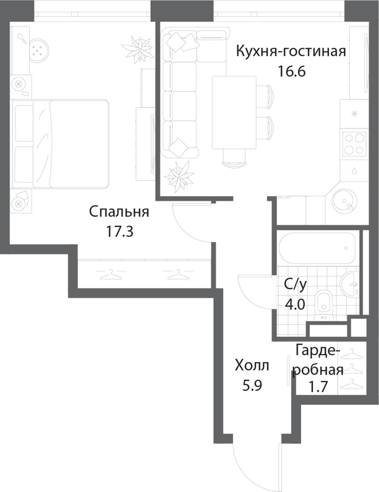 Продается 1-комнатная квартира, площадью 45.10 кв.м. Москва, улица Автозаводская, дом 23стр184
