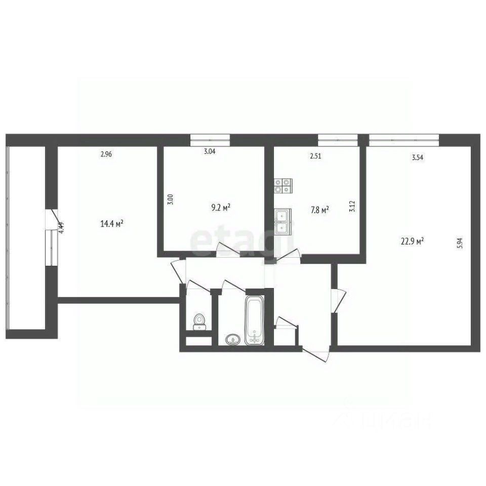 Продается 3-комнатная квартира, площадью 66.40 кв.м. Москва, улица Мелитопольская 2-ая, дом 7к2