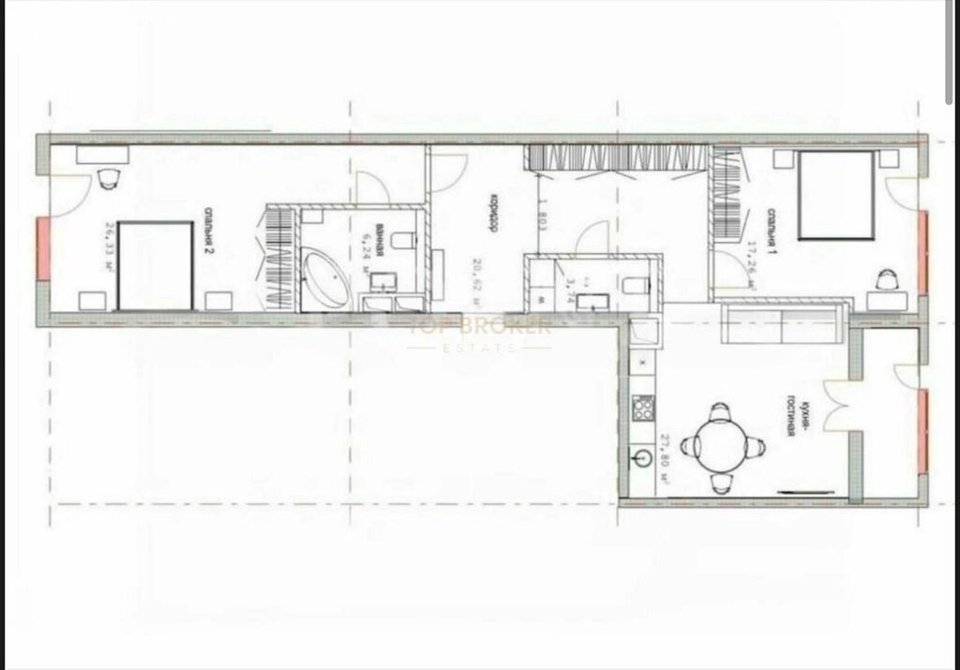 Продается 2-комнатная квартира, площадью 100.00 кв.м. Москва, улица Трубецкая, дом 12