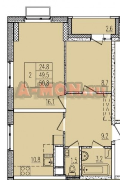 Продается 2-комнатная квартира, площадью 50.80 кв.м. Московская область, Солнечногорский район, город Солнечногорск, переулок Механизаторов