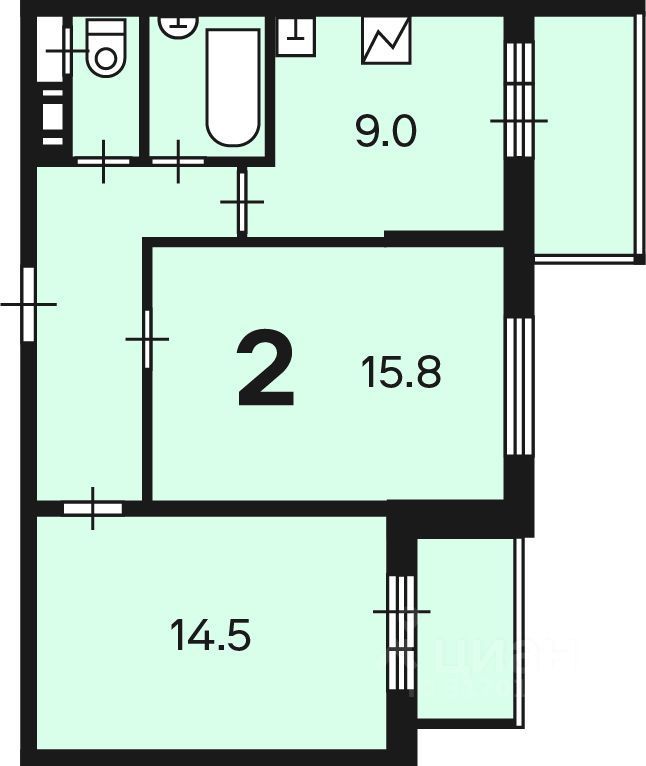 Продается 2-комнатная квартира, площадью 51.30 кв.м. Москва, Долгопрудная аллея, дом 14к1