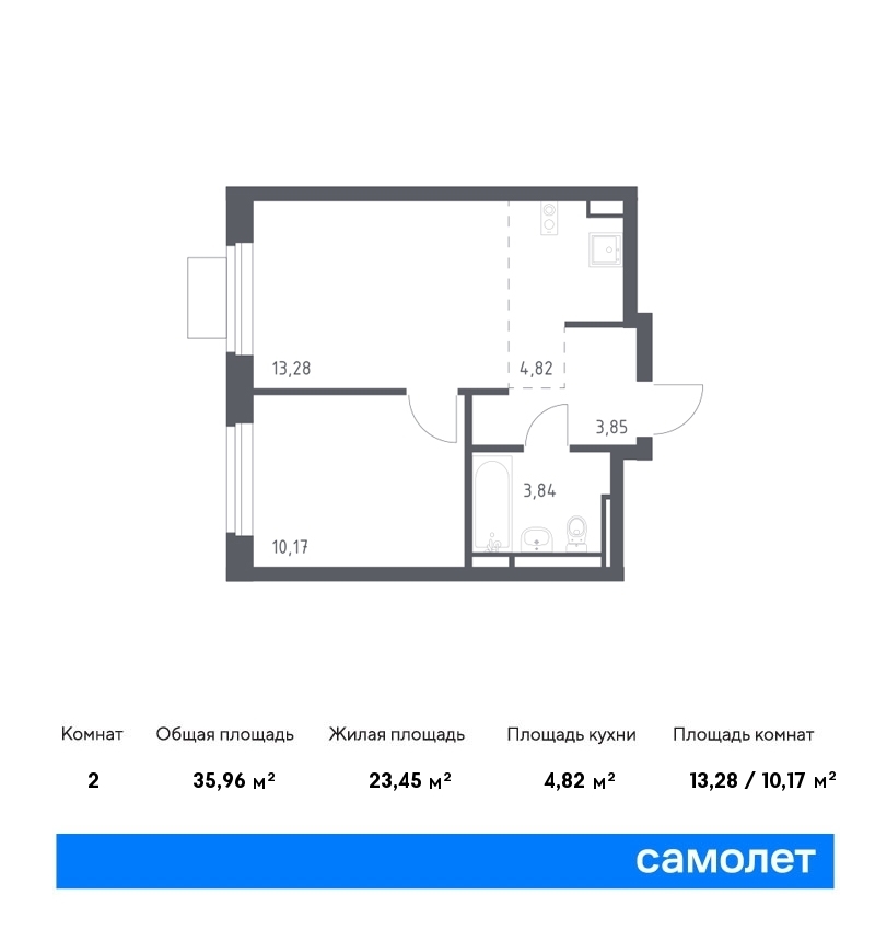 Продается 2-комнатная квартира, площадью 36.00 кв.м. Московская область, Ленинский район, деревня Горки