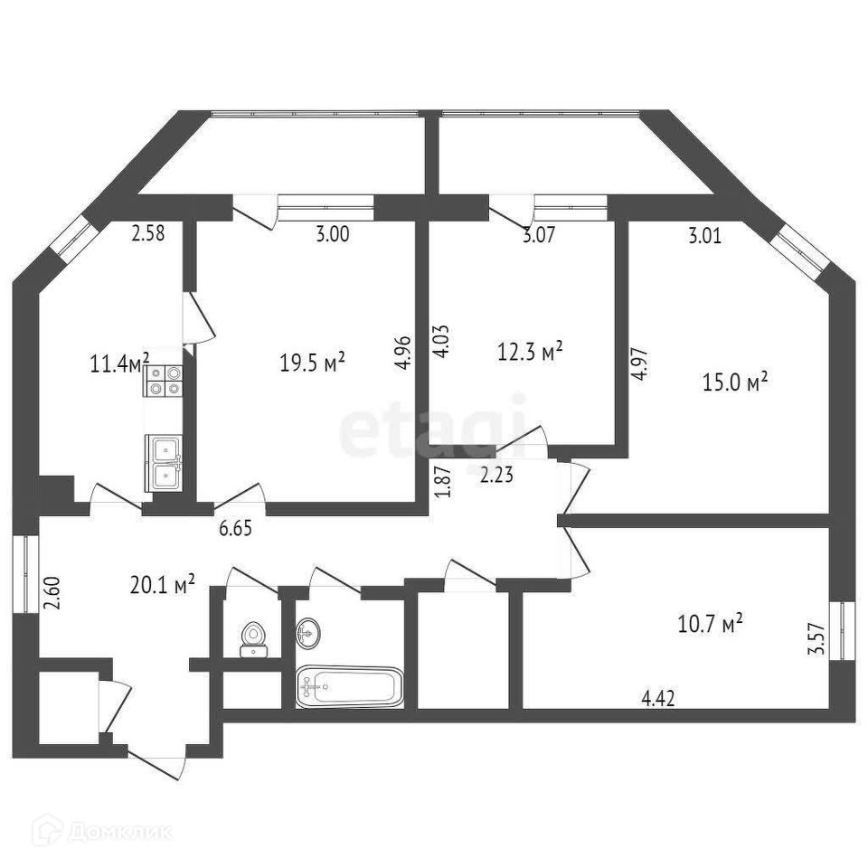 Продается 4-комнатная квартира, площадью 98.10 кв.м. Москва, переулок 3-й Крутицкий, дом 13