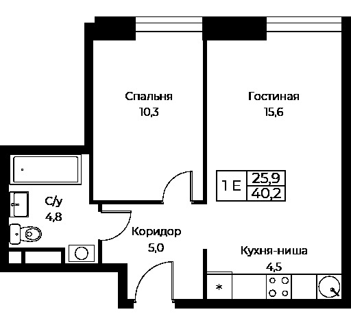 Продается 1-комнатная квартира, площадью 40.20 кв.м. Москва, улица Наметкина, дом 10Д