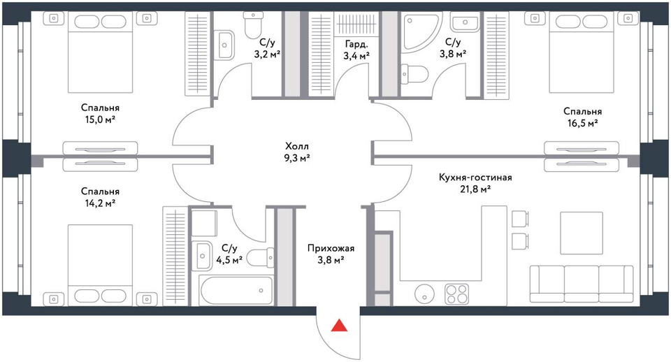 Продается 4-комнатная квартира, площадью 95.50 кв.м. Москва, улица Речников, дом 7стр1