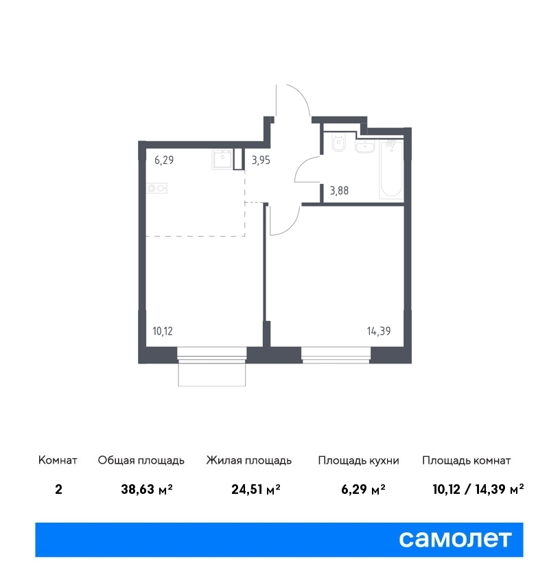 Продается 2-комнатная квартира, площадью 38.60 кв.м. Москва, улица Донецкая, дом вл. 30