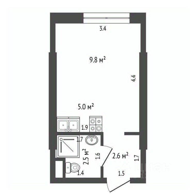 Продается 1-комнатная квартира, площадью 20.00 кв.м. Москва, улица Люблинская, дом 80к4