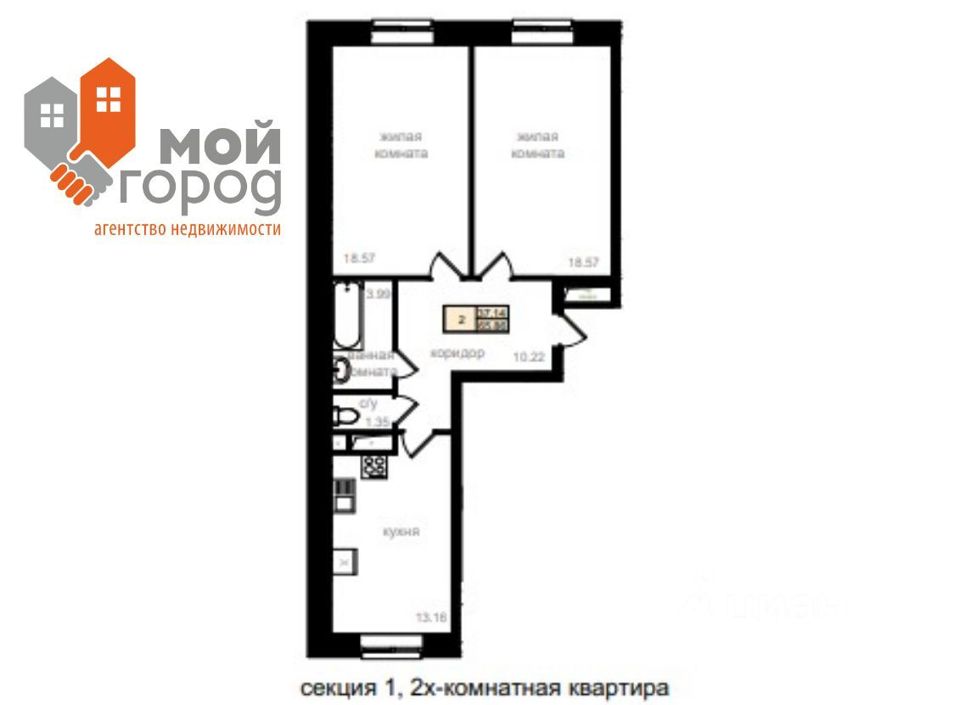 Продается 1-комнатная квартира, площадью 35.00 кв.м. Московская область, Одинцовский район, город Звенигород, улица Пролетарская, дом 53