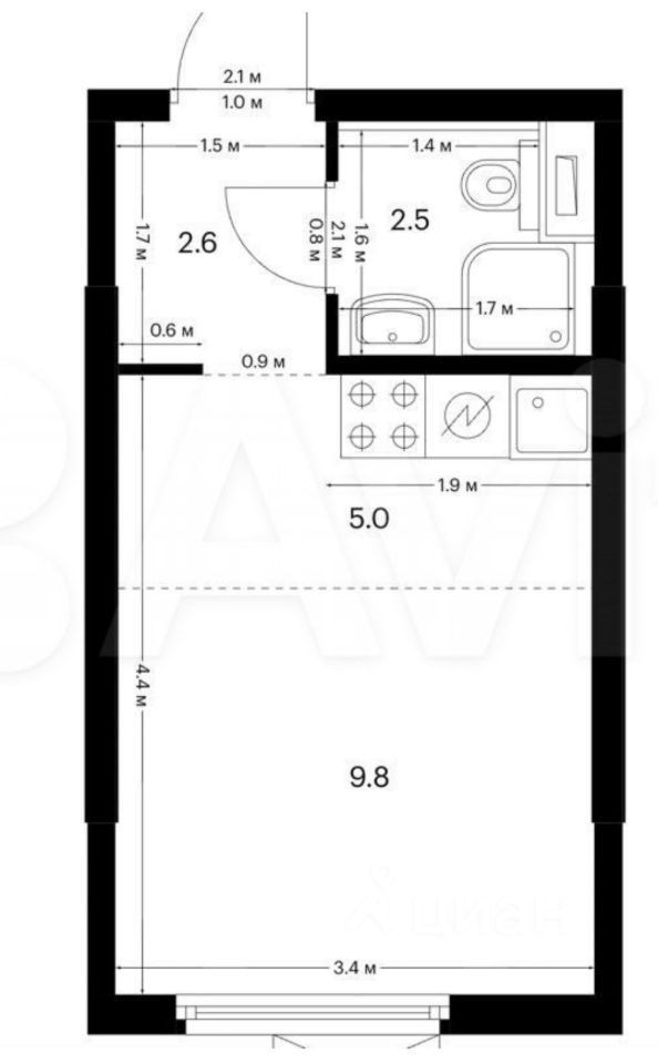 Продается 1-комнатная квартира, площадью 20.00 кв.м. Москва, улица Люблинская, дом 80к4