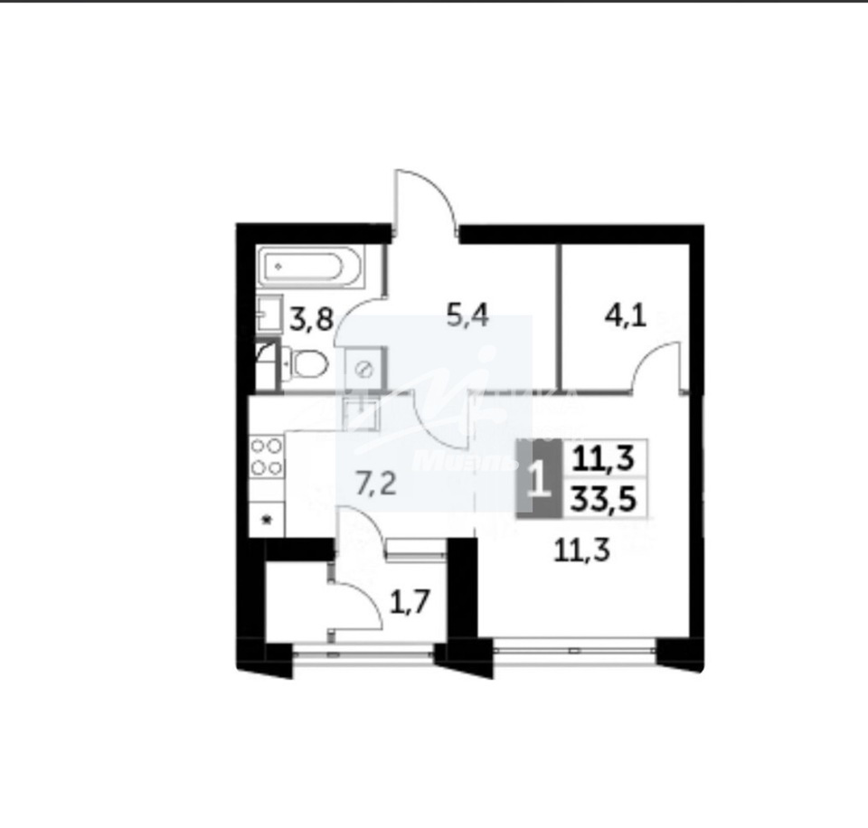 Продается 1-комнатная квартира, площадью 33.50 кв.м. Москва, проезд Строительный, дом 9