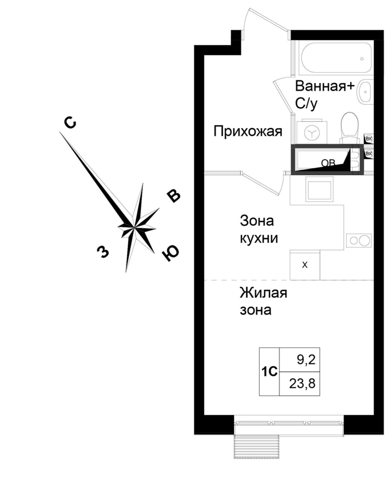 Продается 1-комнатная квартира, площадью 23.80 кв.м. Московская область, Химки городской округ, город Химки, улица Имени К. И. Вороницына