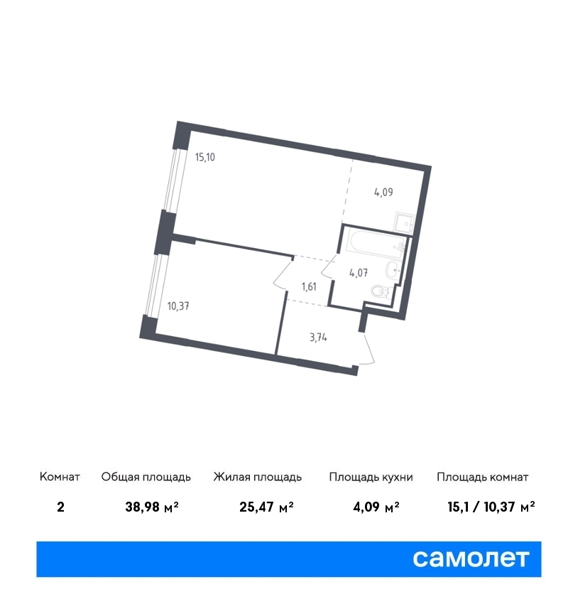 Продается 2-комнатная квартира, площадью 39.00 кв.м. Московская область, Одинцовский район, село Лайково, дом 58