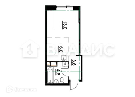 Продается 1-комнатная квартира, площадью 27.40 кв.м. Москва, улица Лётная