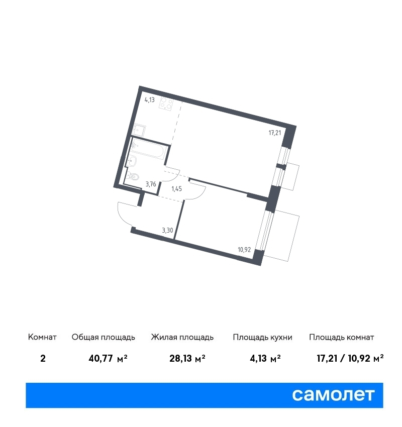 Продается 2-комнатная квартира, площадью 40.80 кв.м. Москва, Ленинградское шоссе, дом к1