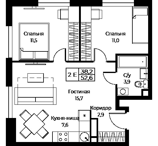 Продается 2-комнатная квартира, площадью 52.60 кв.м. Москва, улица Наметкина, дом 10Д