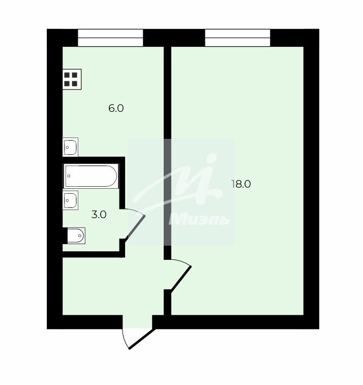 Продается 1-комнатная квартира, площадью 31.10 кв.м. Московская область, Истра городской округ, город Дедовск, улица Волоколамская 1-я, дом 60/2