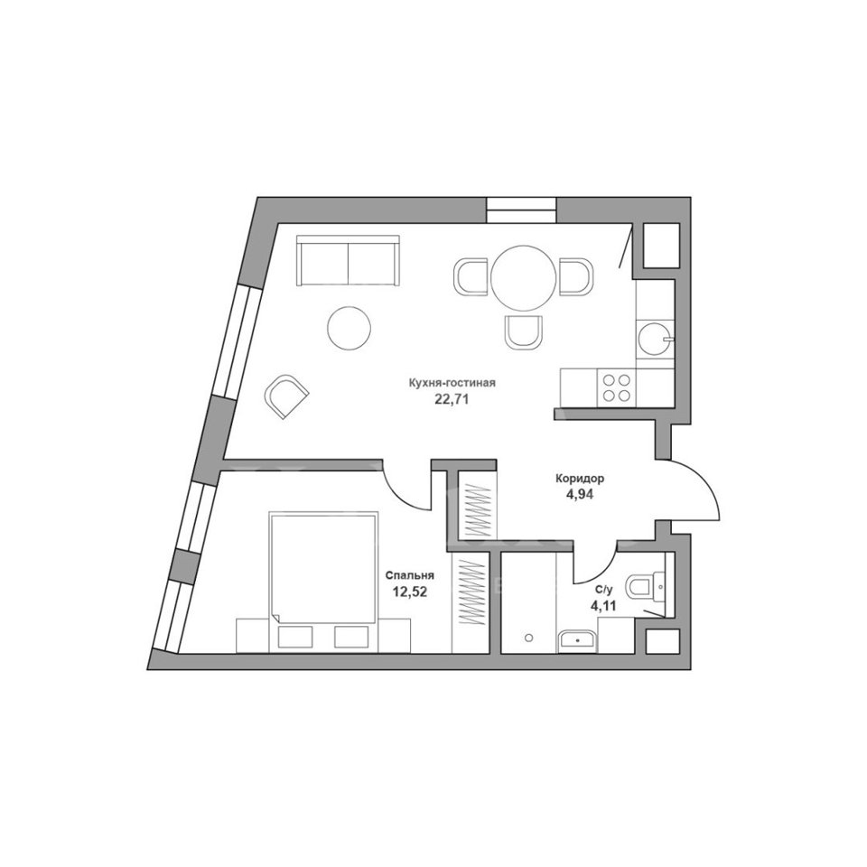 Продается 2-комнатная квартира, площадью 44.30 кв.м. Москва, набережная Озерковская, дом 6