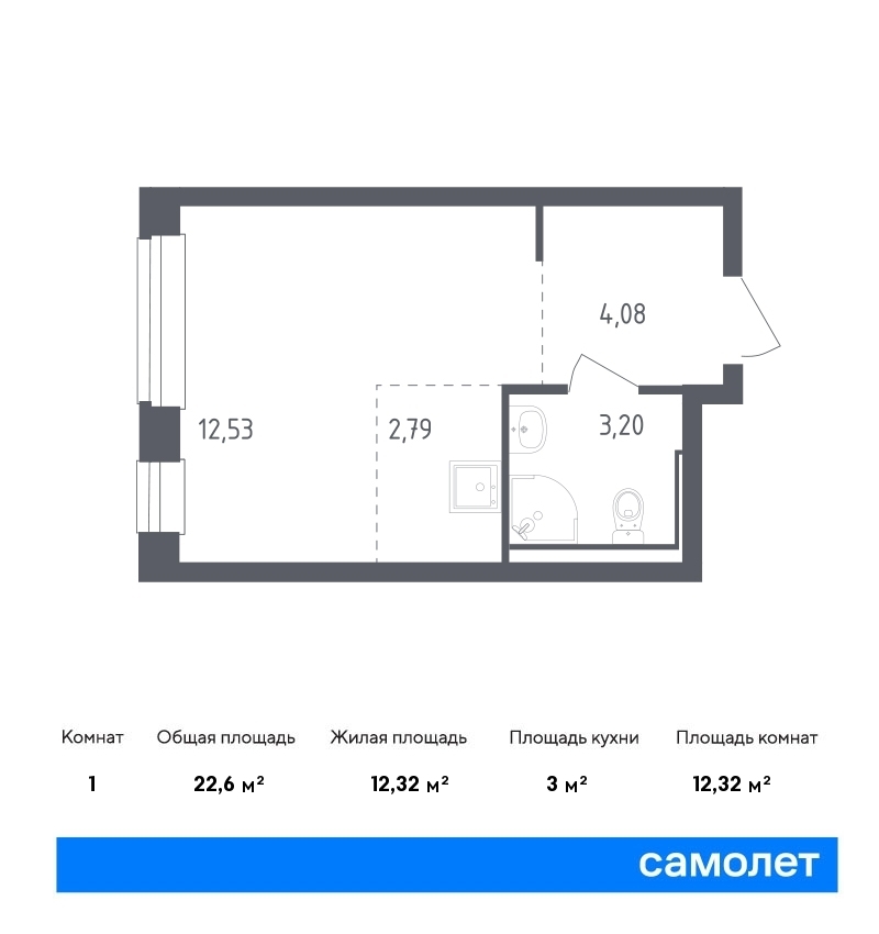 Продается 1-комнатная квартира, площадью 22.60 кв.м. Московская область, Одинцовский район, село Лайково, дом 59