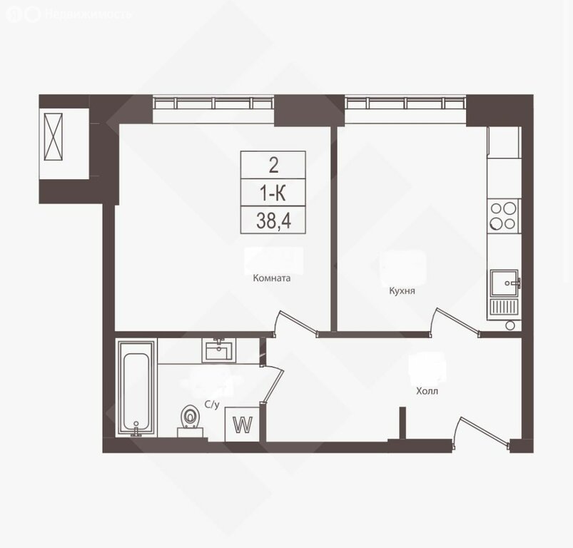Продается 1-комнатная квартира, площадью 38.00 кв.м. Москва, улица Нежинская, дом 3А