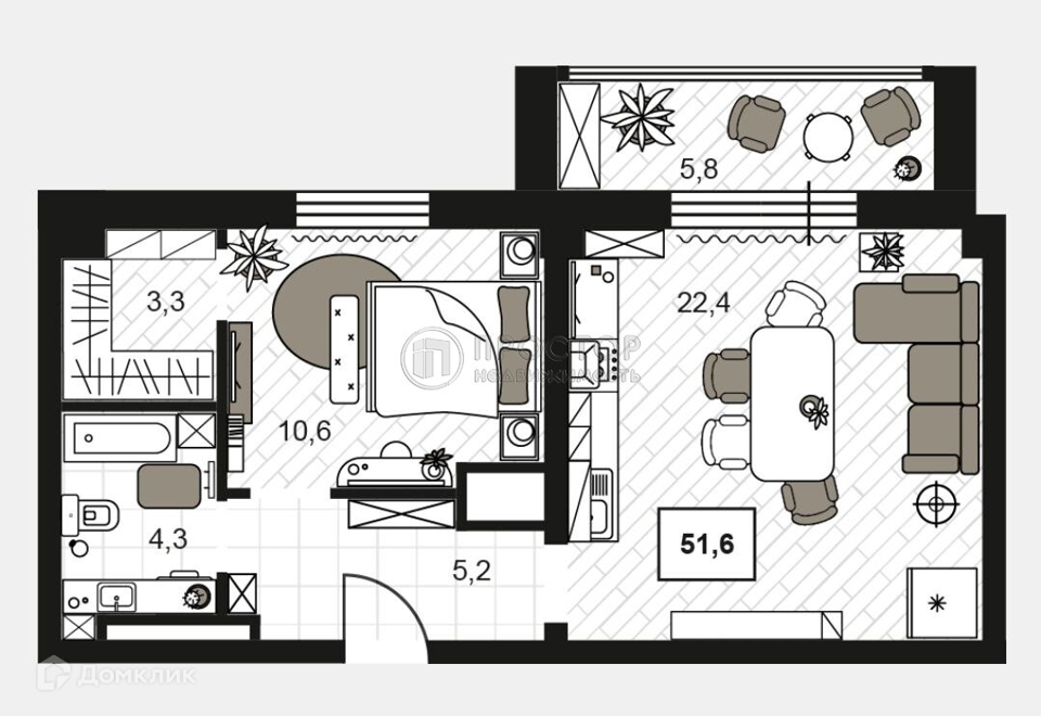 Продается 2-комнатная квартира, площадью 51.60 кв.м. Москва, переулок Большой Строченовский, дом 9