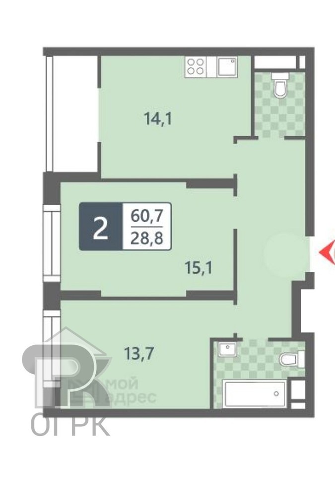 Продается 2-комнатная квартира, площадью 60.70 кв.м. Москва, улица Клинская, дом 2А к.7