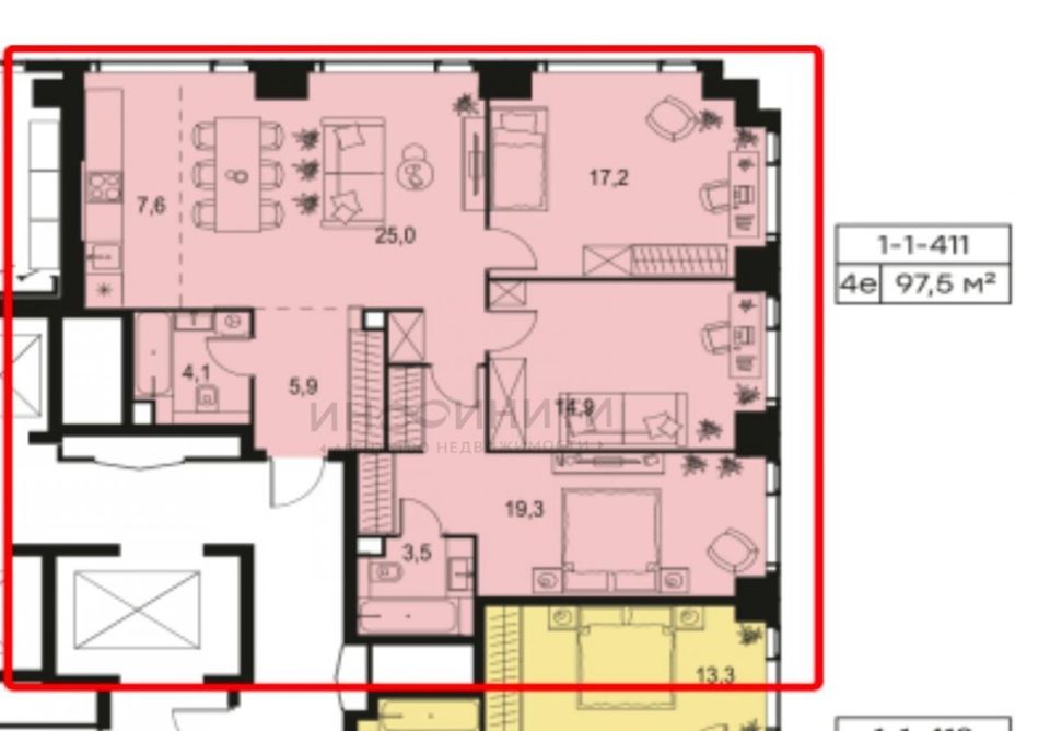 Продается 3-комнатная квартира, площадью 97.50 кв.м. Москва, улица Озерная