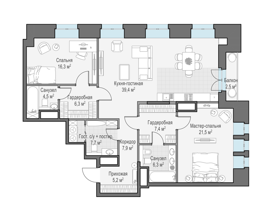 Продается 3-комнатная квартира, площадью 123.80 кв.м. Москва, переулок Потаповский, дом 5стр4