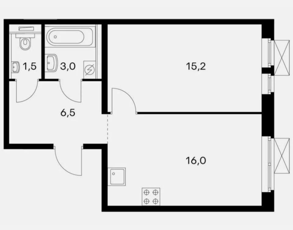 Продается 1-комнатная квартира, площадью 41.80 кв.м. Москва, проезд Ильменский