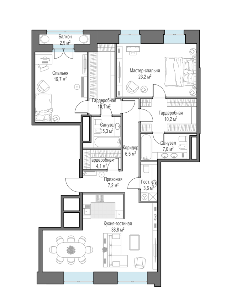 Продается 5-комнатная квартира, площадью 137.10 кв.м. Москва, переулок Потаповский, дом 5стр4