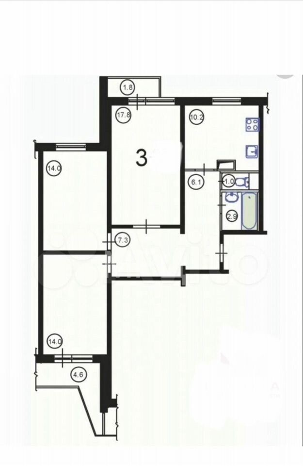 Продается 3-комнатная квартира, площадью 78.00 кв.м. Москва, улица Миклухо-Маклая, дом 38