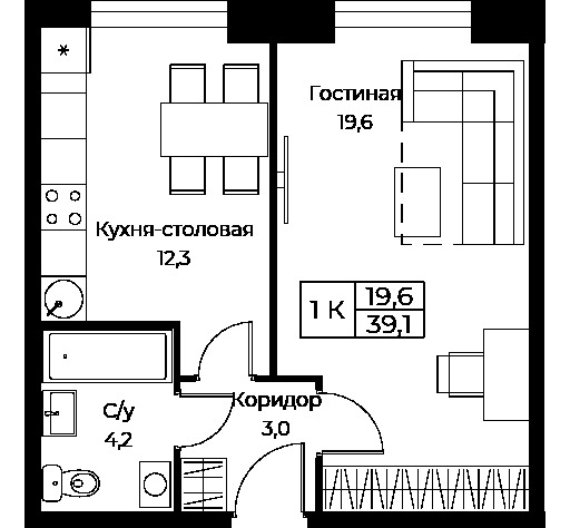 Продается 1-комнатная квартира, площадью 39.10 кв.м. Москва, улица Наметкина, дом 10Д