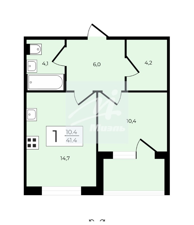Продается 1-комнатная квартира, площадью 41.40 кв.м. Москва, проезд Строительный