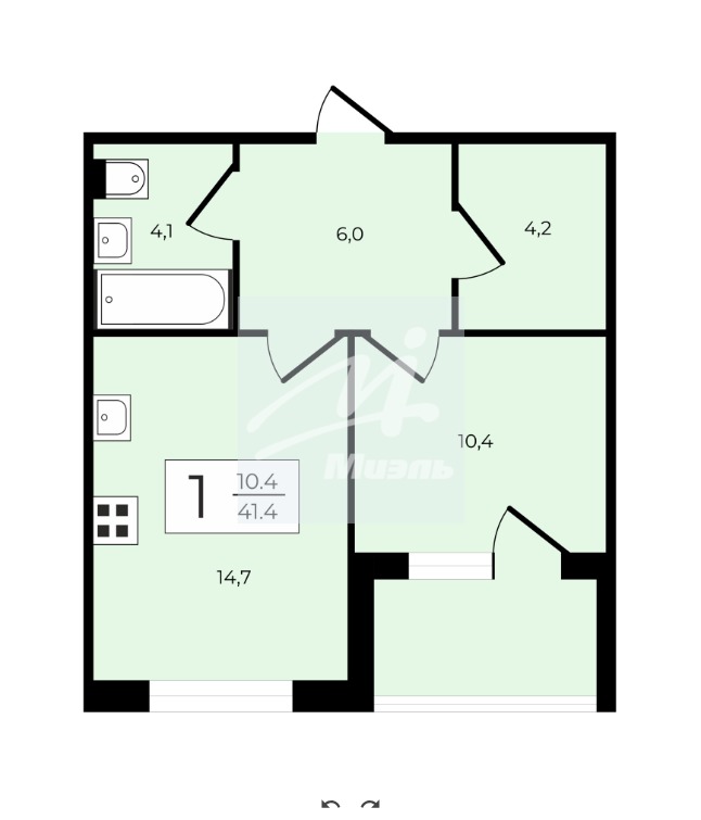 Продается 1-комнатная квартира, площадью 41.40 кв.м. Москва, проезд Строительный