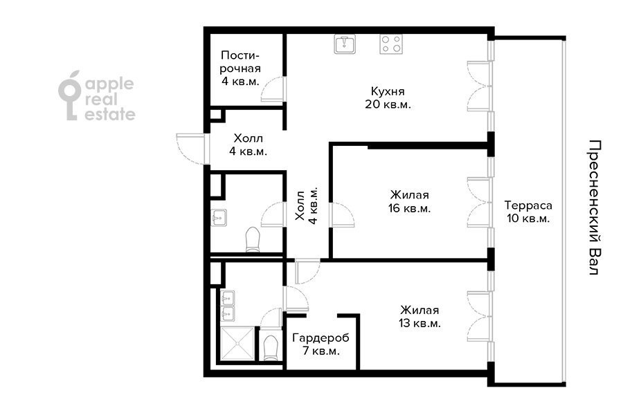 Продается 3-комнатная квартира, площадью 98.00 кв.м. Москва, улица Пресненский Вал
