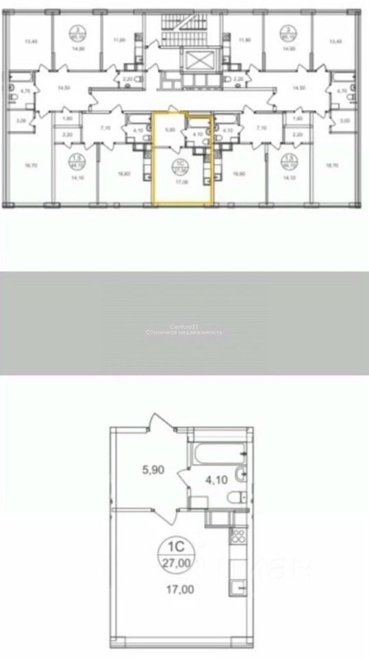 Продается 1-комнатная квартира, площадью 27.00 кв.м. Москва, улица Бориса Пастернака, дом 14